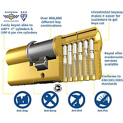 UAP KITEMARKED Euro Cylinder ANTI SNAP Door Lock HIGH SECURITY