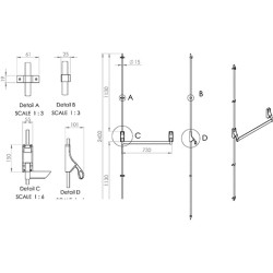 Single Push Bar Non-Handed Vertical Panic Bolt - For Escape Doors Emergency Exit