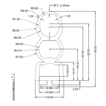 Safety Edge Rubber Roller Door Bottom Weather Seal Triple Chamber - For 77mm Lath Safety Edge Rubber Roller Door Bottom Weather Seal Triple Chamber - For 77mm Lath