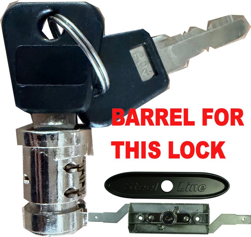 STEEL LINE Later Style Black Garage Roller Shutter Door Lock - Barrel & 2 Keys
