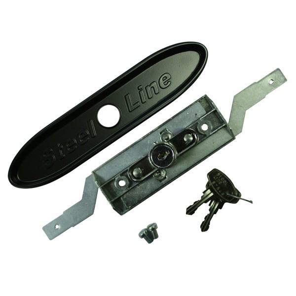 STEEL LINE Later Style Black Garage Roller Shutter Door Lock - Barrel & 2 Keys