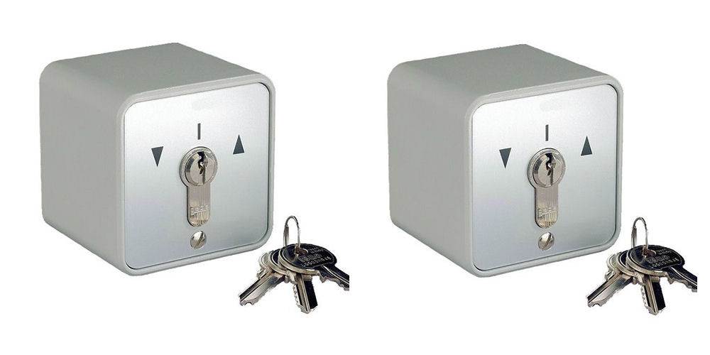 Pair of KEYED ALIKE Roller Shutter Industrial Key Switches - IP54 Pair of KEYED ALIKE Roller Shutter Industrial Key Switches - IP54