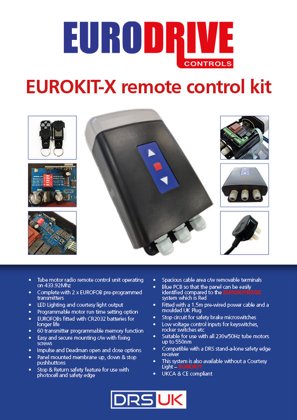 Eurodrive EUROKIT X Remote control unit c/w 2 x Fobs for Roller Shutter Electric Doors Eurodrive EUROKIT X Remote control unit c/w 2 x Fobs for Roller Shutter Electric Doors